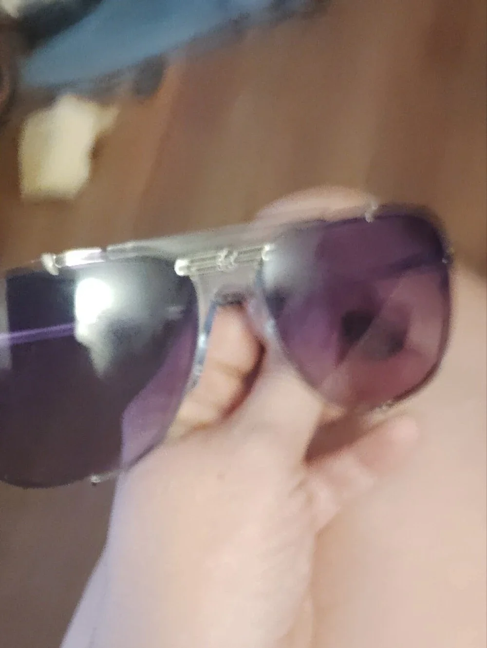 Gucci Silver Frame Purple Gradient Aviator Sunglasses